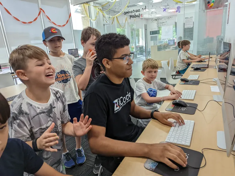 Students coding at iCode Costa Mesa